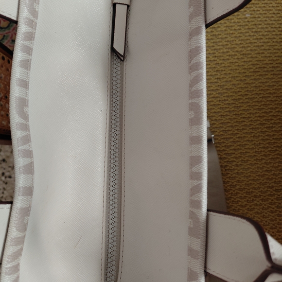 DKNY Beige Logo Jacquard Tote with Detachable Strap and Top Handles - Picture 4 of 6